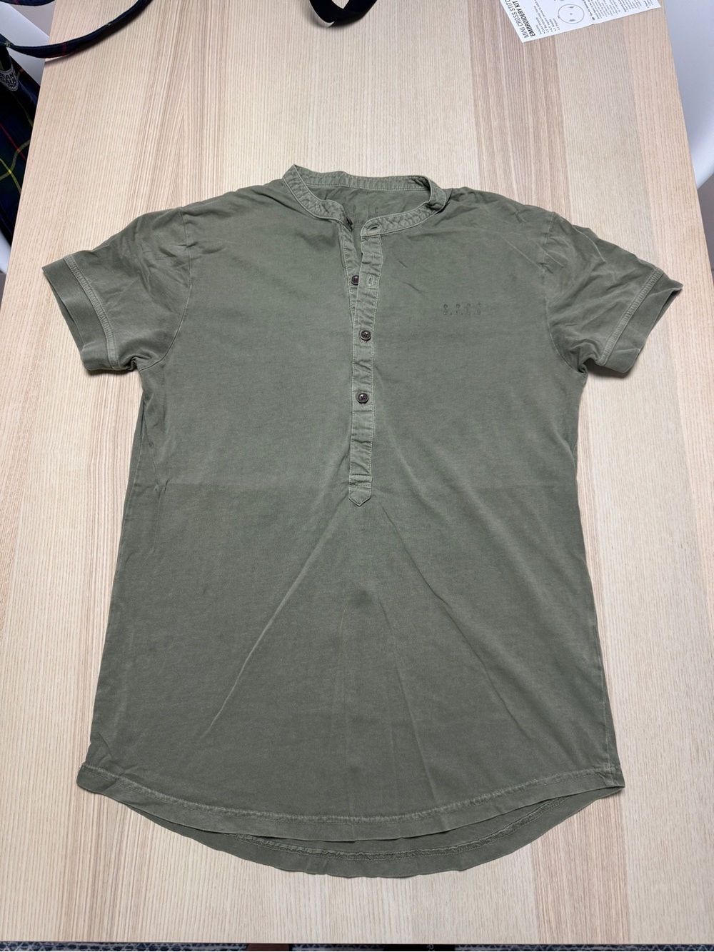 Men's Olive Short-Sleeve Henley Shirt